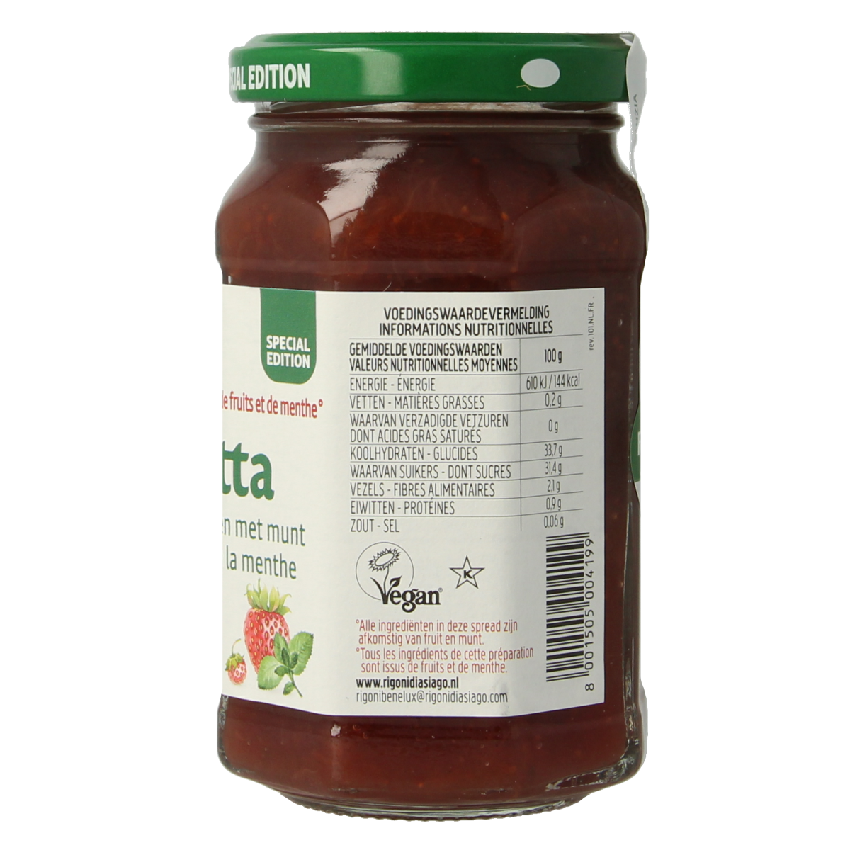 Fiordifrutta Aardbeien en wilde aardbeien met munt jam bio 250.00 Gram