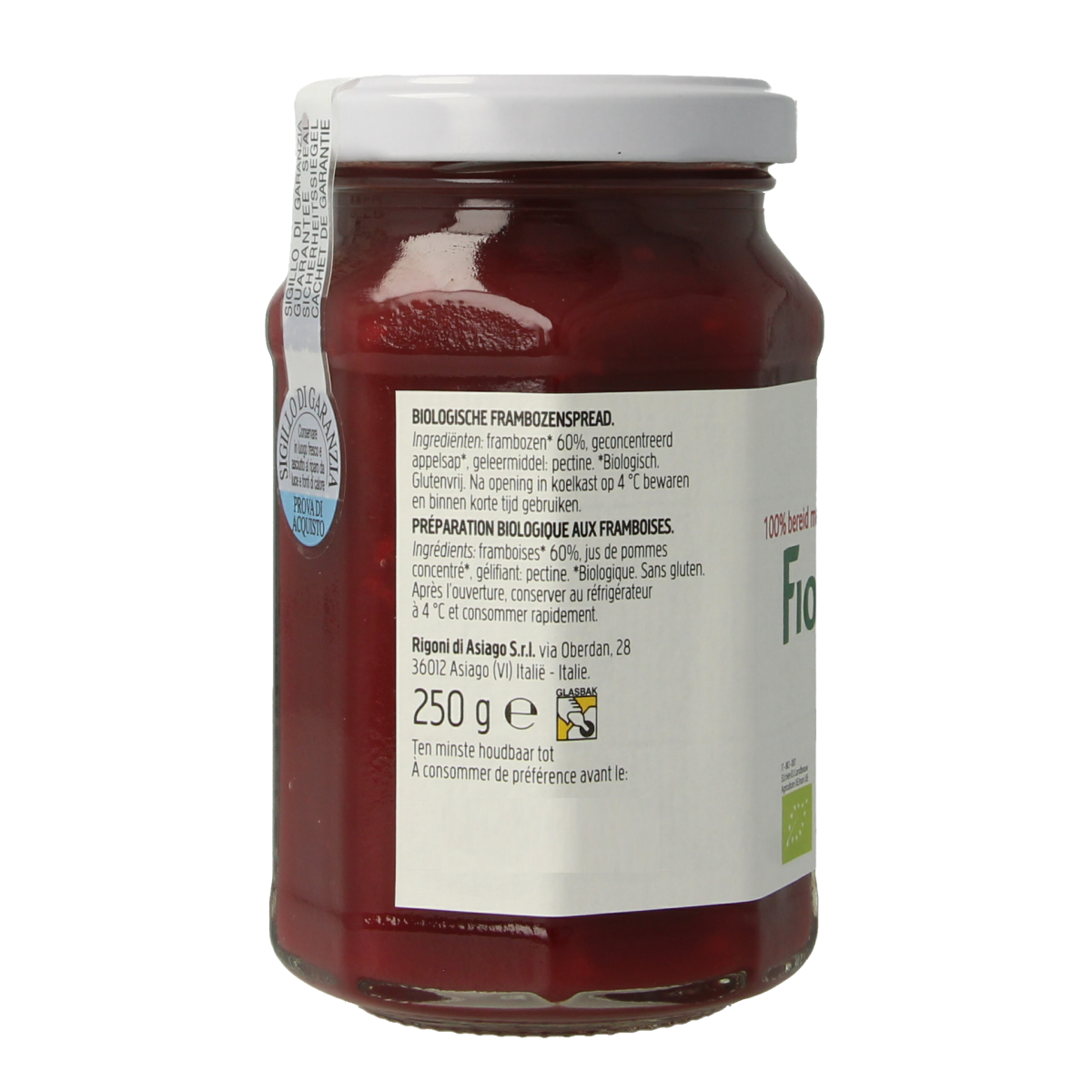 Fiordifrutta Frambozenjam bio 250.00 Gram