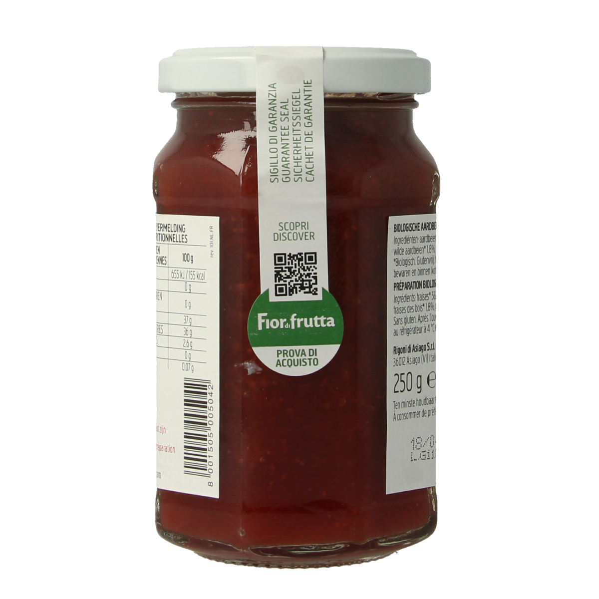 Fiordifrutta Aardbeienjam bio 250.00 Gram