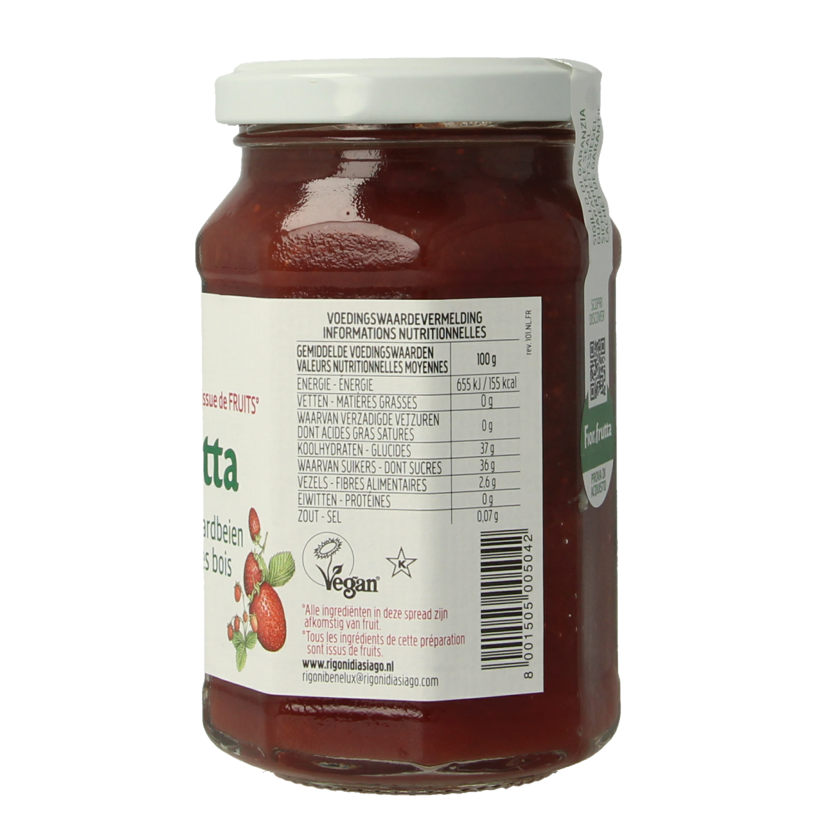 Fiordifrutta Aardbeienjam bio 250.00 Gram