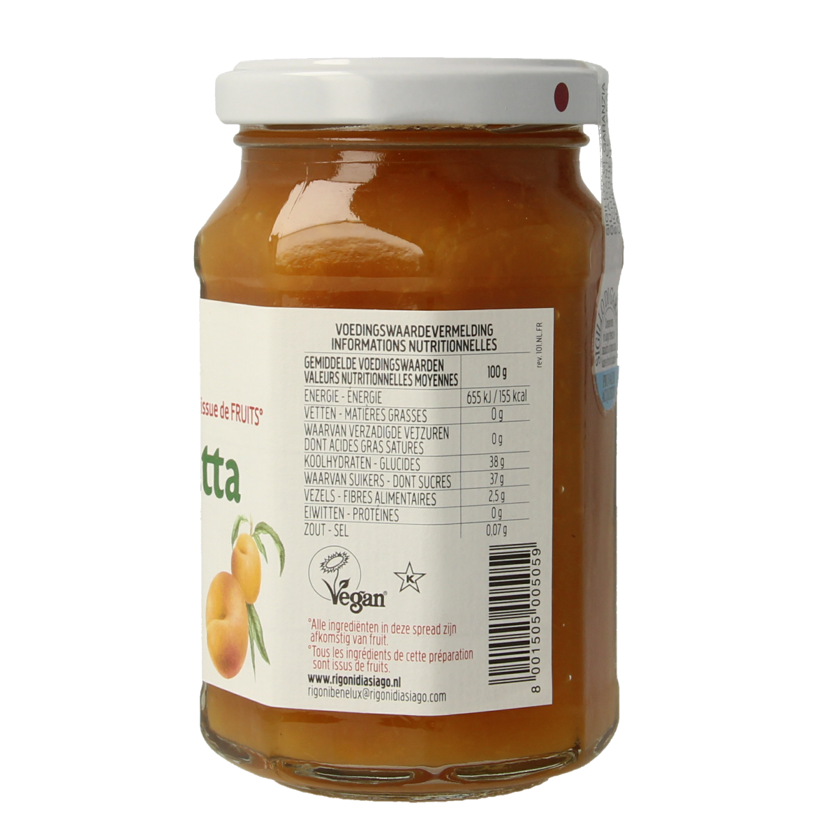 Fiordifrutta Perzikjam bio 250.00 Gram