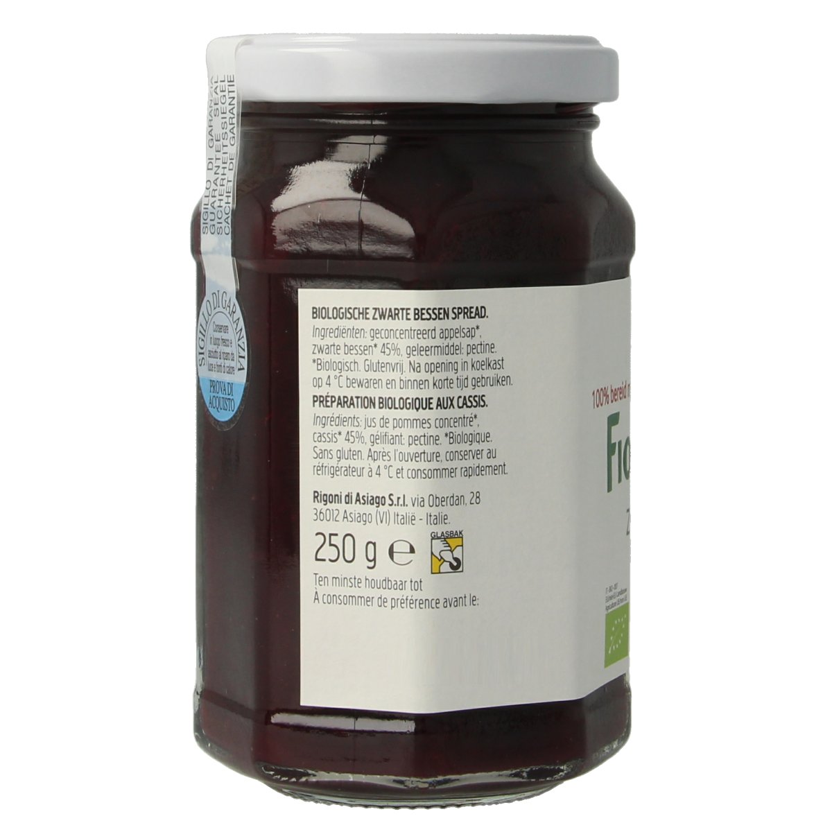 Fiordifrutta Zwarte bessenjam bio 250.00 Gram