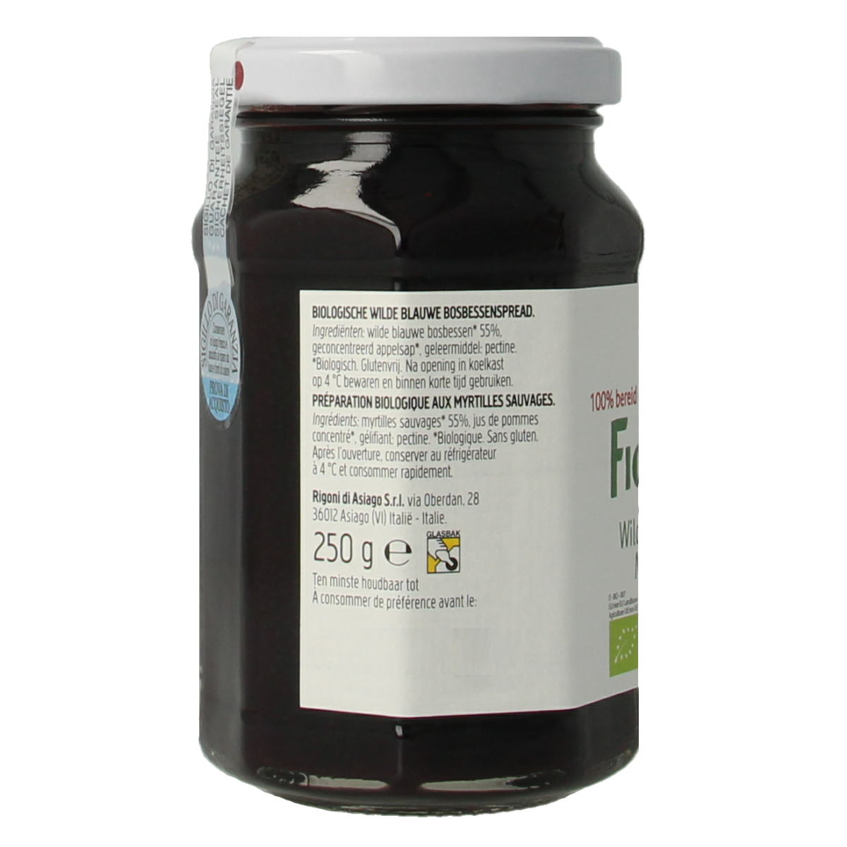 Fiordifrutta Blauwe bosbesjam bio 250.00 Gram