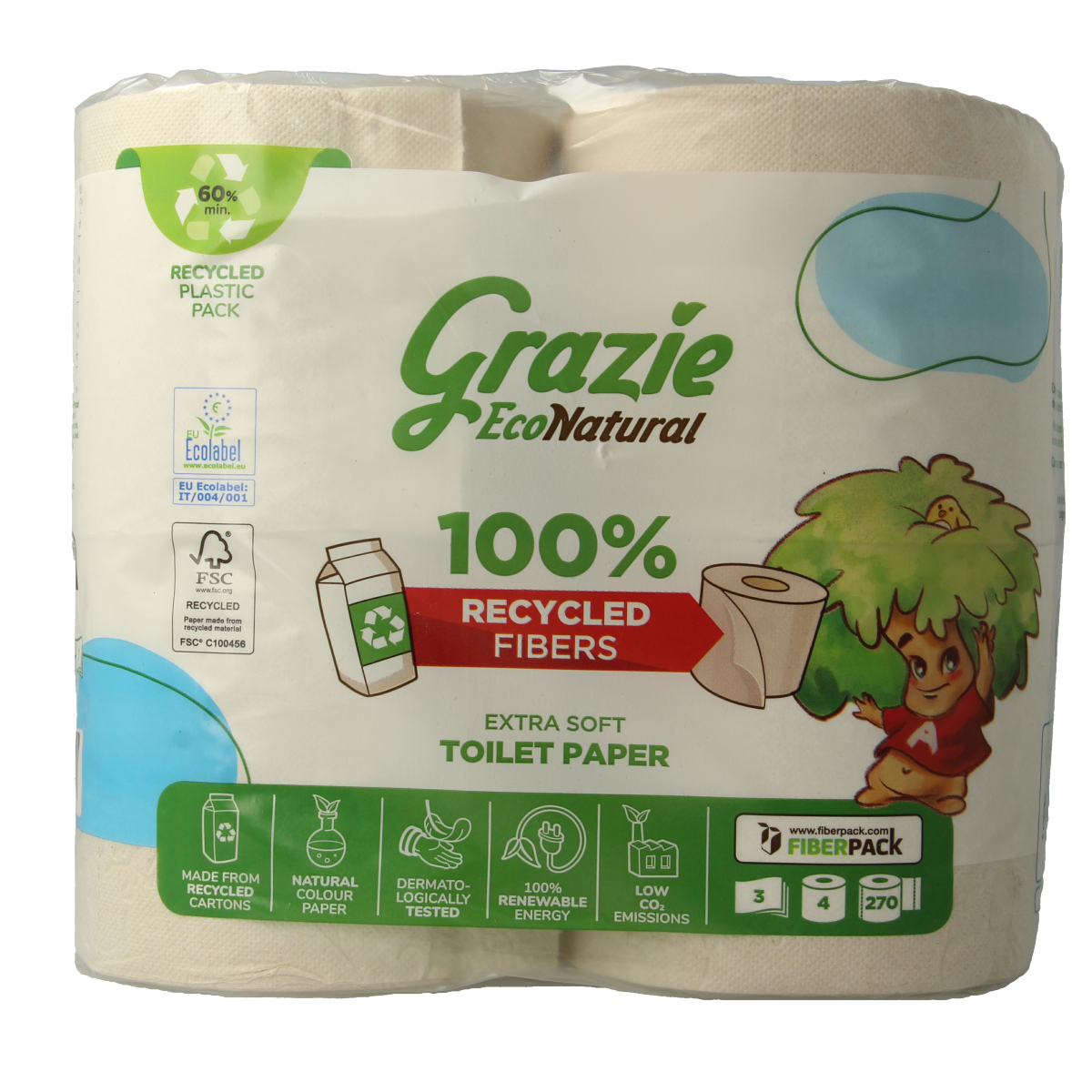 Grazie Natural Toiletpapier 3-laags 4.00 Stuks