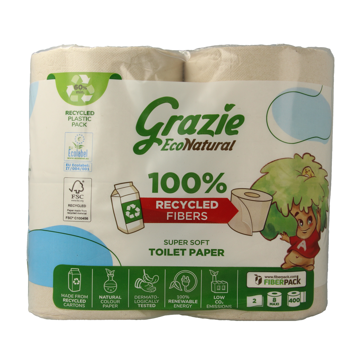 Grazie Natural Toiletpapier 2-laags 8.00 Stuks