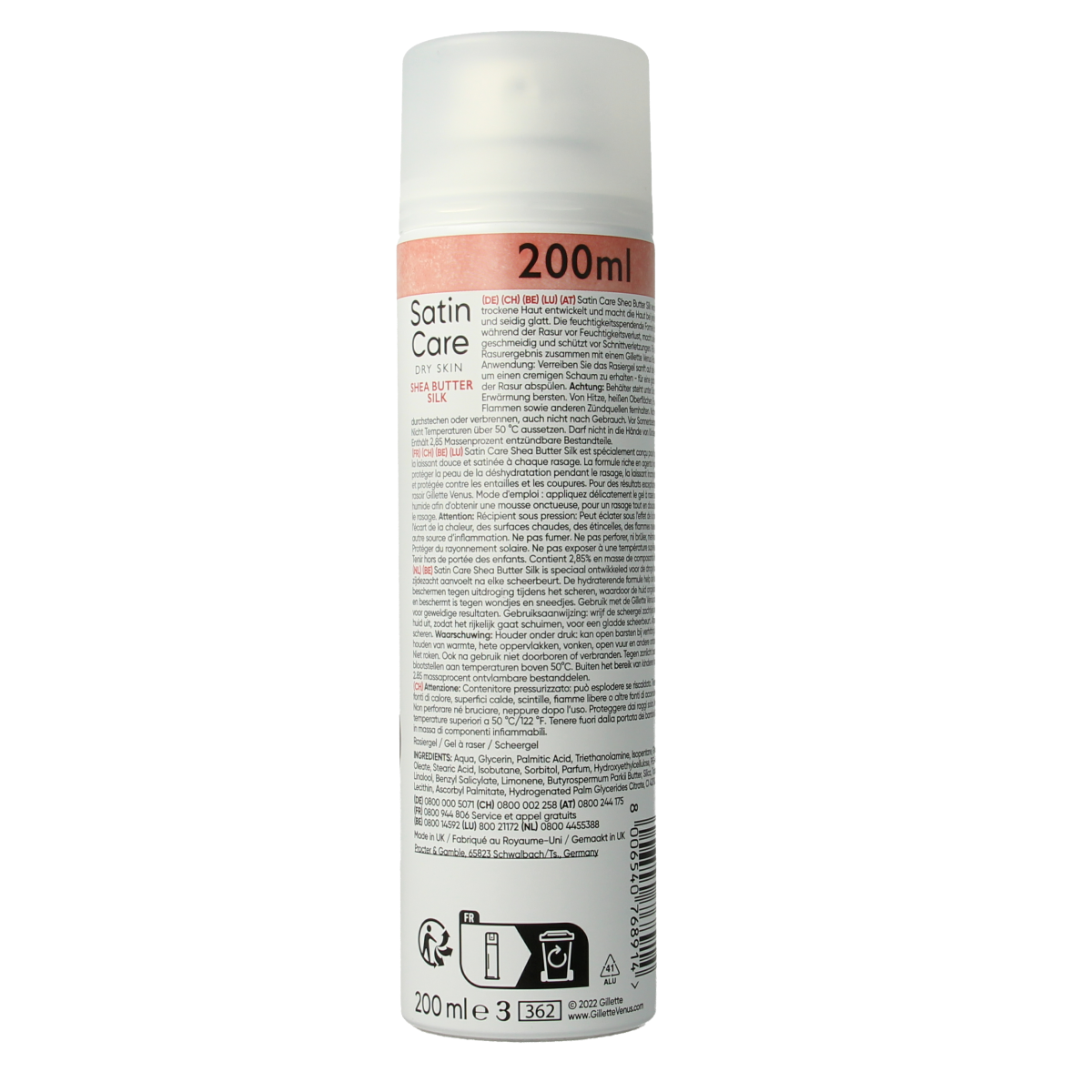 Gillette Satin care scheergel droge huid 200.00 Milliliter