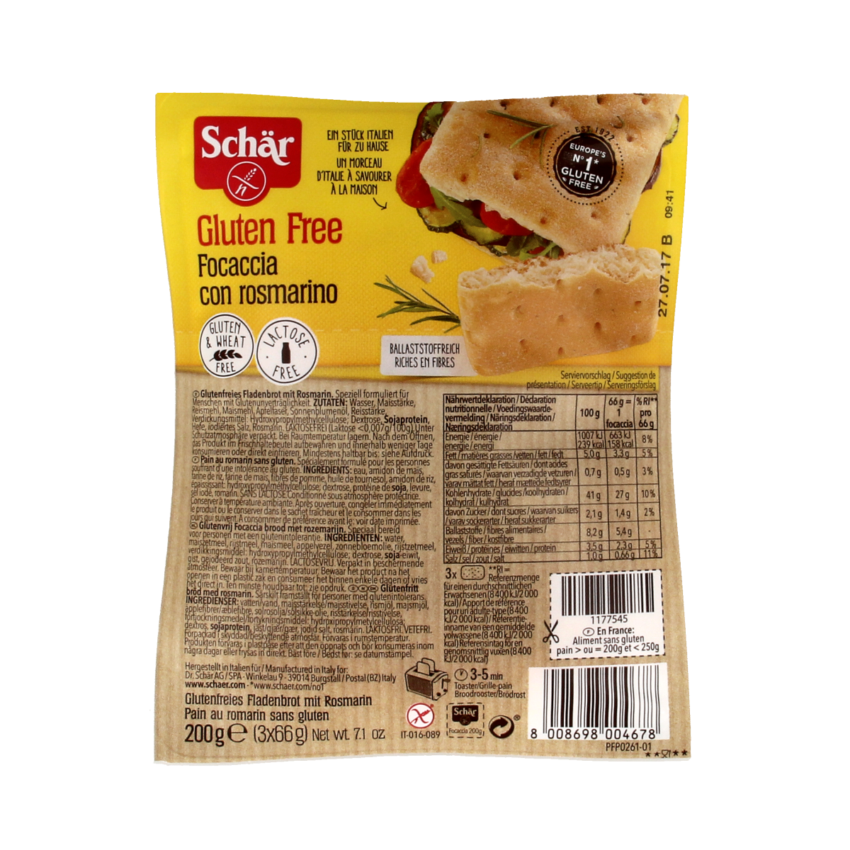 Schar Focaccia glutenvrij 200.00 Gram