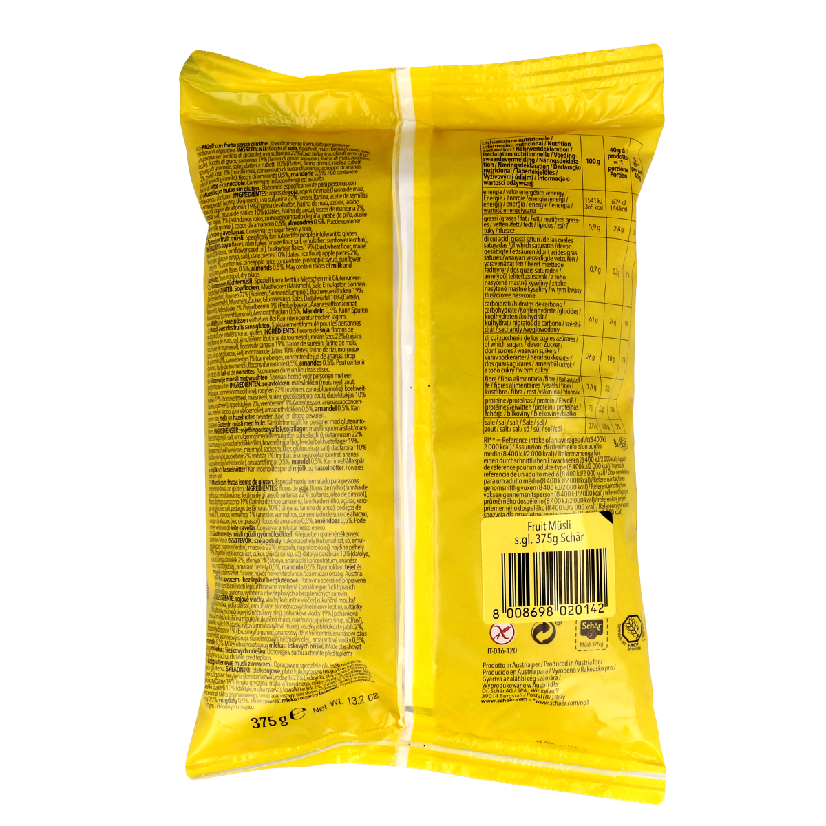 Schar Muesli fruit glutenvrij 375.00 Gram