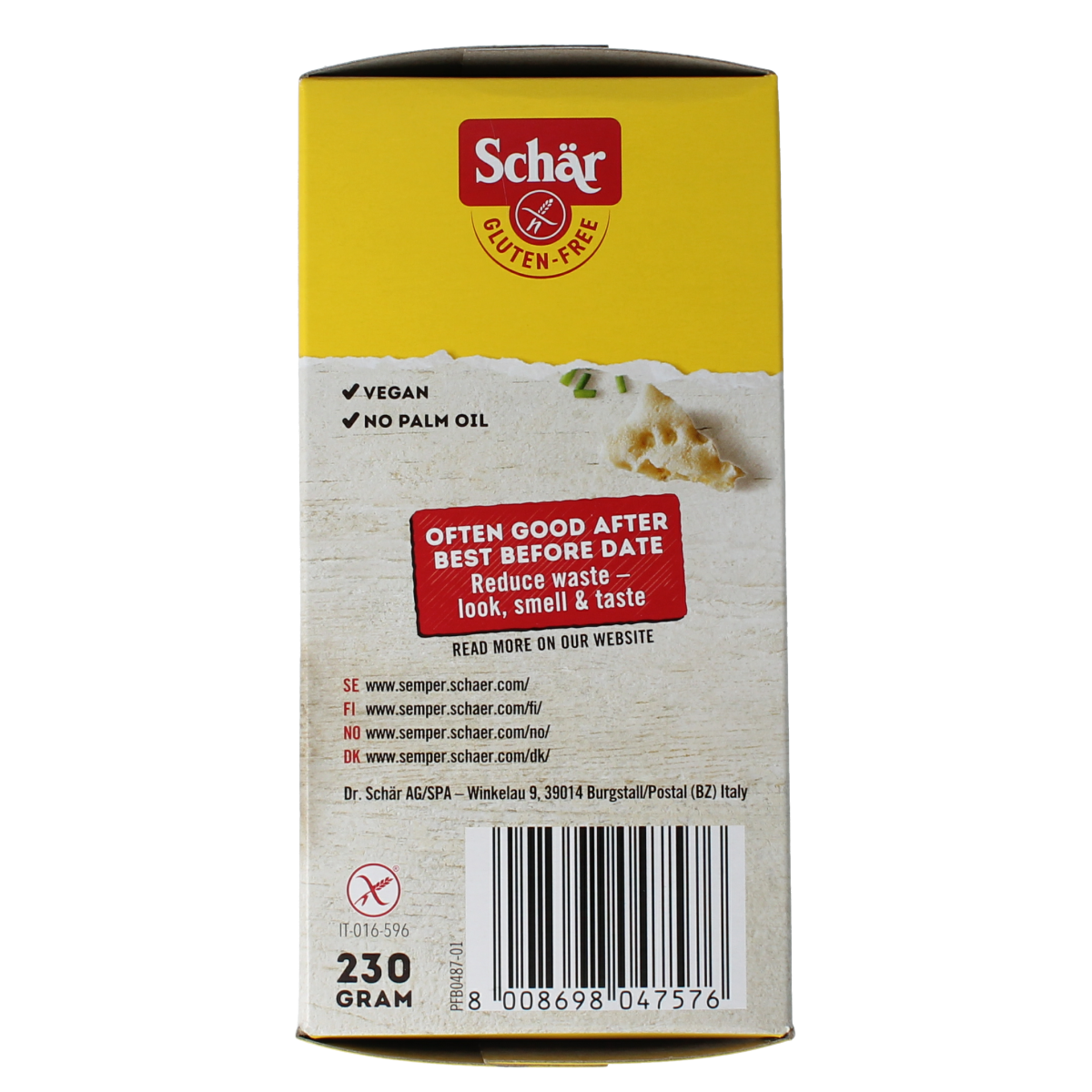 Schar Knackerbrod dun vezelrijk glutenvrij 230.00 Gram