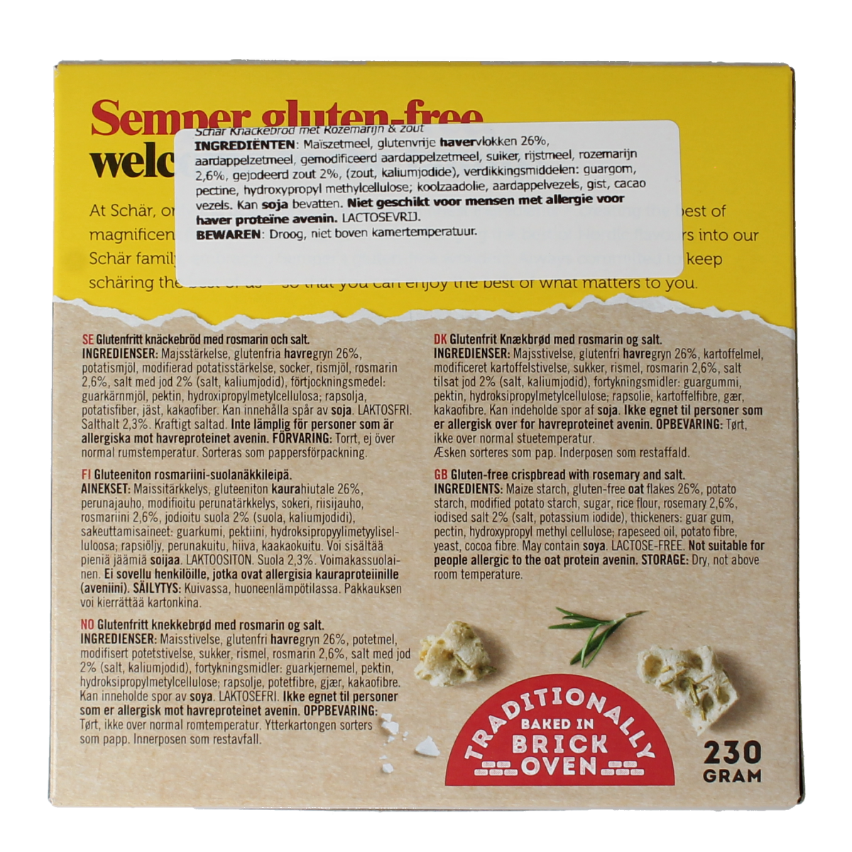 Schar Knackebrod rozemarijn zout glutenvrij 230.00 Gram