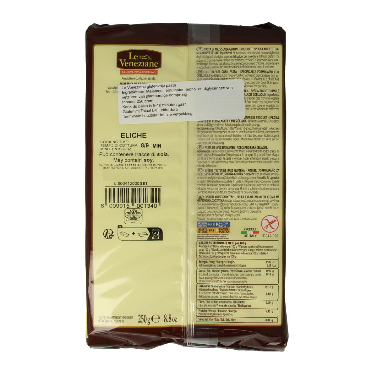 Le Veneziane Fusilli glutenvrij 250.00 Gram
