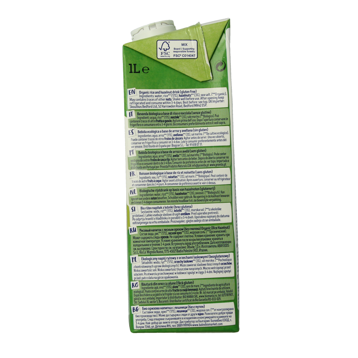 Isola Bio Rijstdrank hazelnoot bio 1.00 Liter