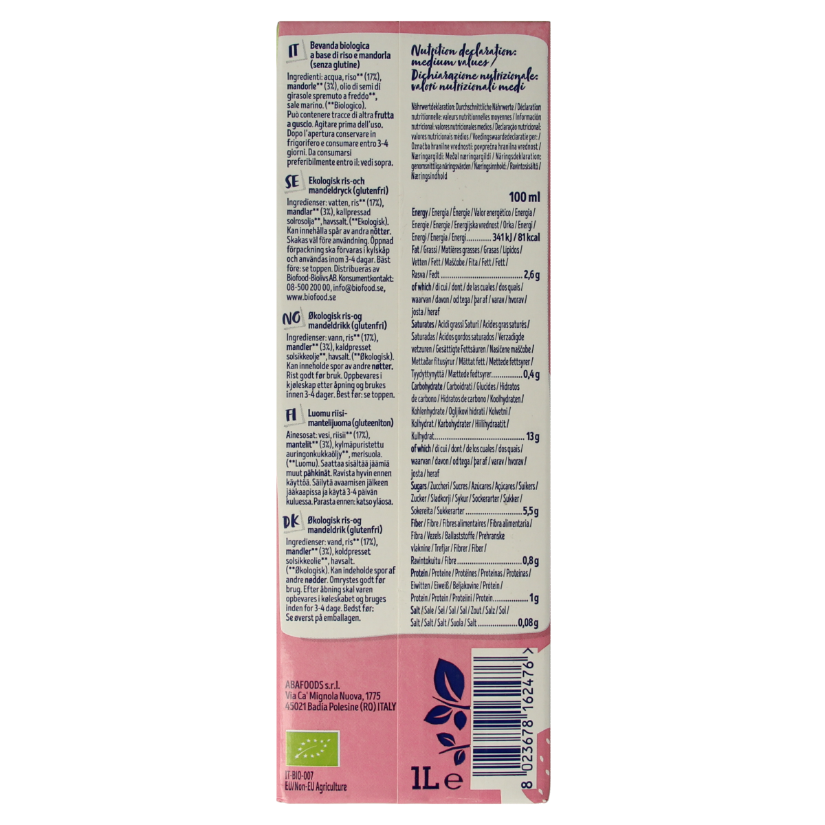 Isola Bio Rijstdrank amandel bio 1.00 Liter