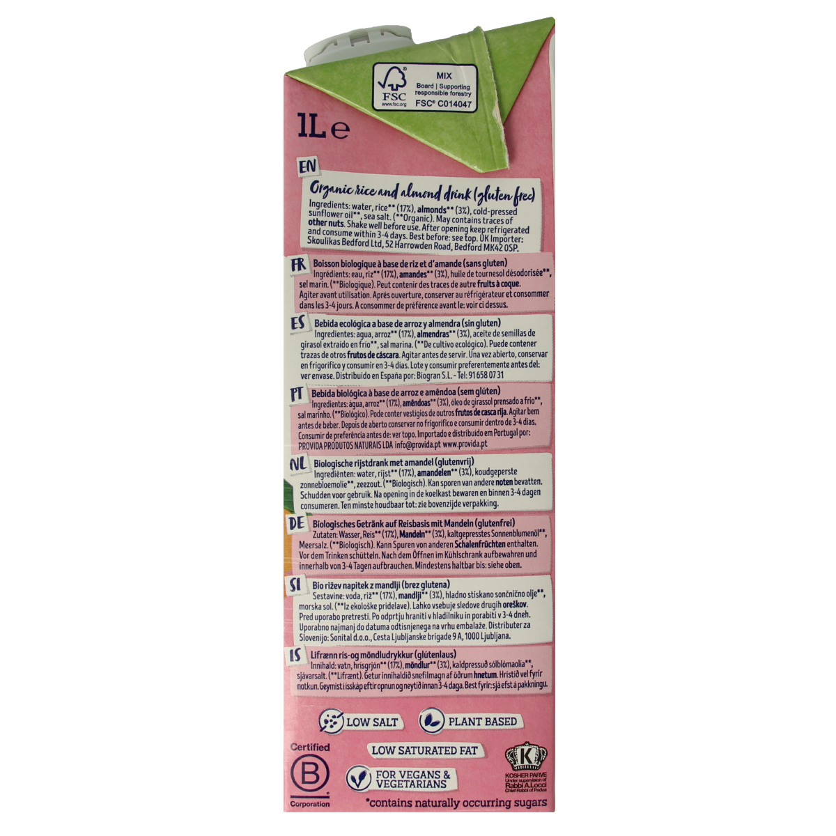 Isola Bio Rijstdrank amandel bio 1.00 Liter