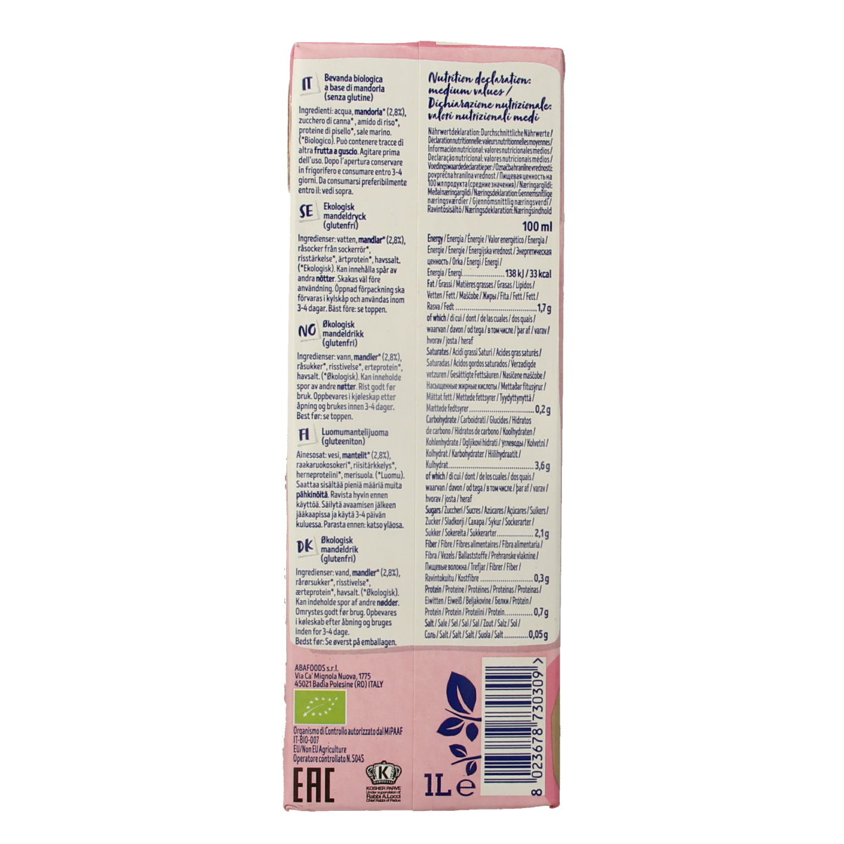 Isola Bio Almond barista bio 1.00 Liter
