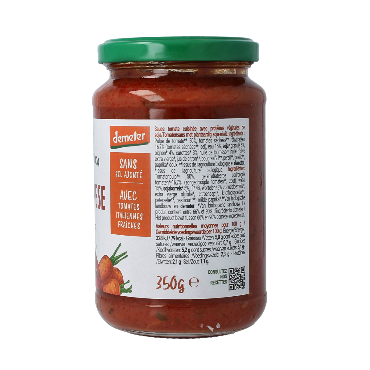 Bio Organica  Pastasaus bolognese plantaardig demeter 350.00 Gram
