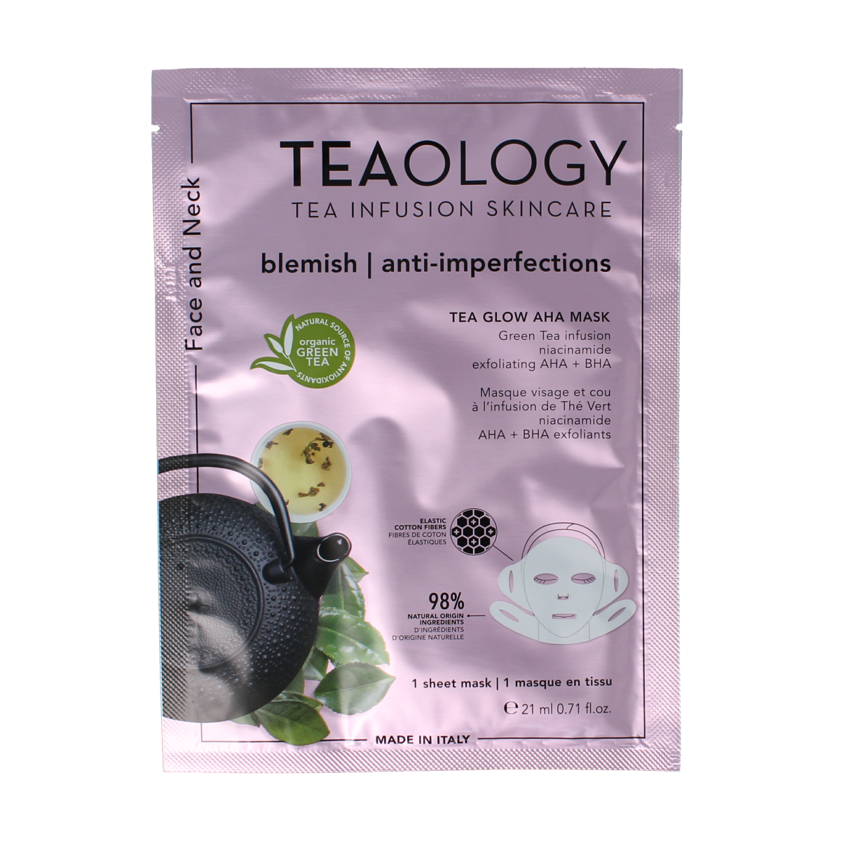 Teaology Tea glow aha mask purifying 1.00 Stuks