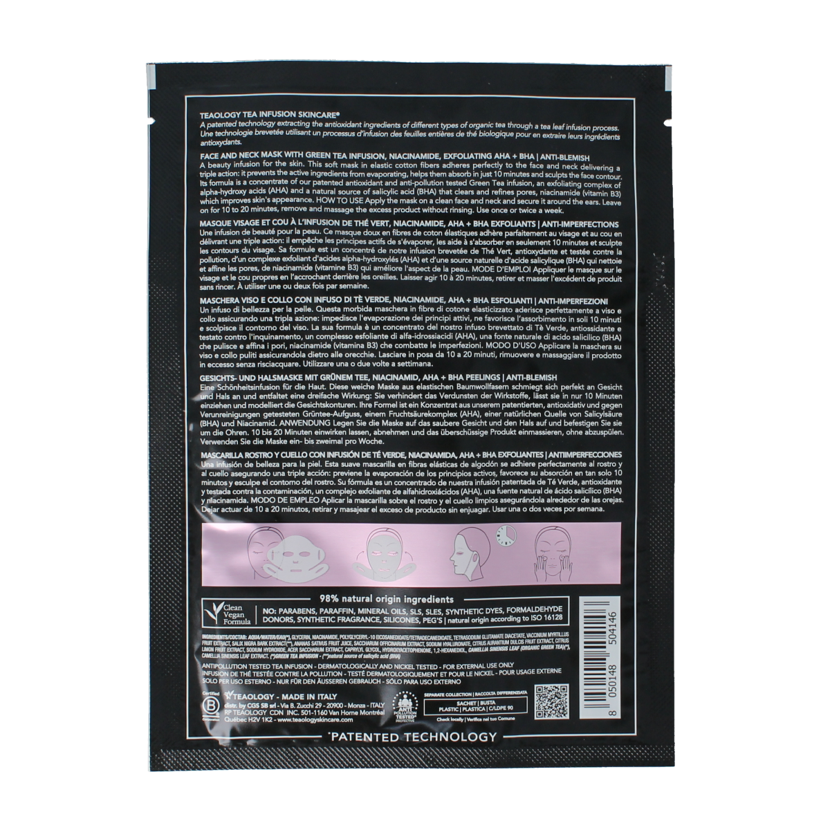 Teaology Tea glow aha mask purifying 1.00 Stuks