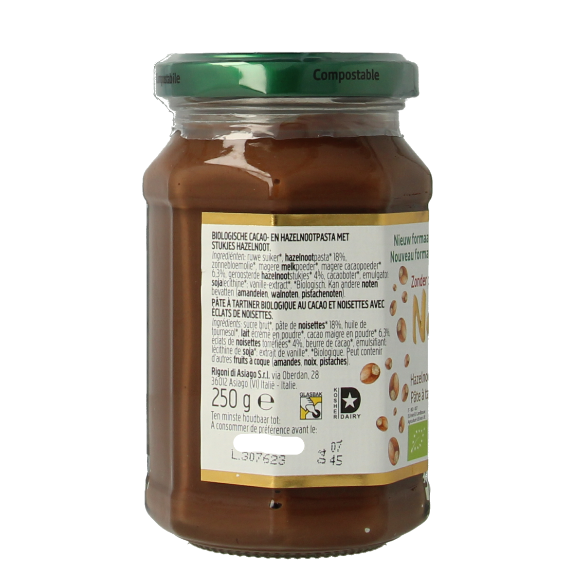 Nocciolata Hazelnootpasta crunchy bio 250.00 Gram