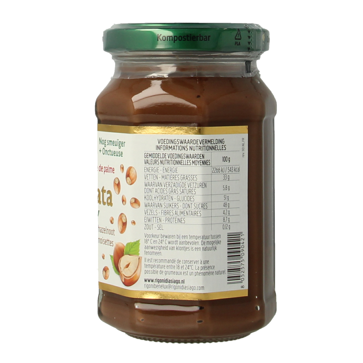 Nocciolata Hazelnootpasta crunchy bio 250.00 Gram