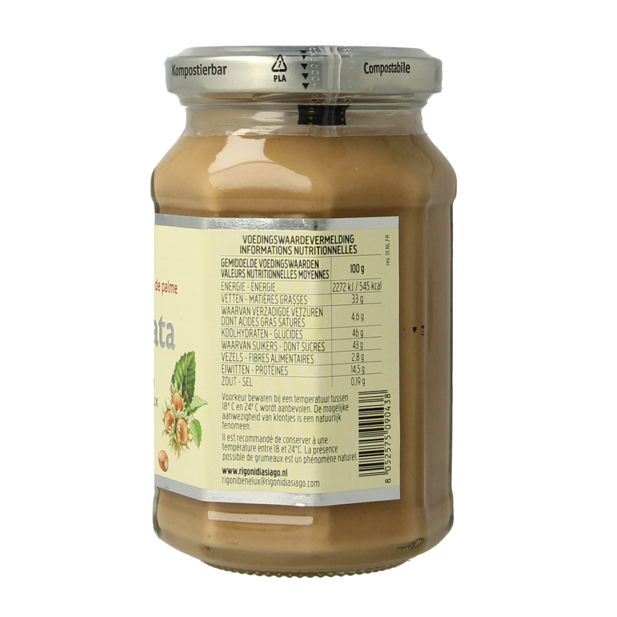 Nocciolata Witte hazelnootpasta bio 250.00 Gram