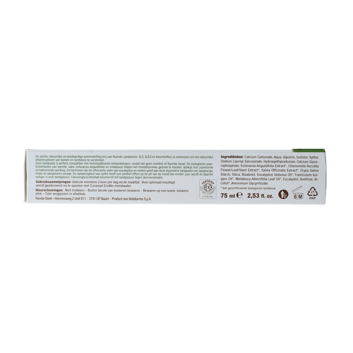 Curasept EcoBio tandpasta 75.00 Milliliter