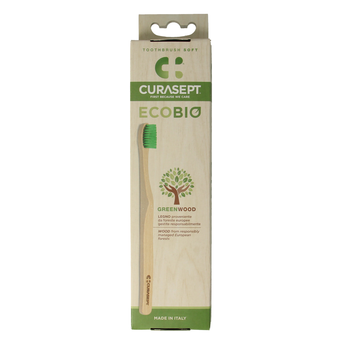 Curasept Tandenborstel wood soft 1.00 Stuks