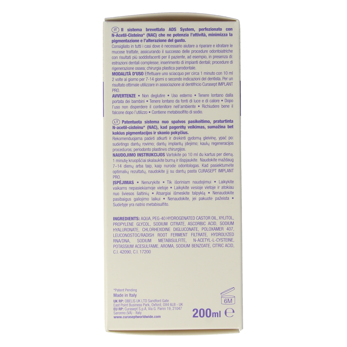 Curasept ADS DNA Implant Pro CHX 0,20% + HA mondspoelmiddel 200.00 Milliliter