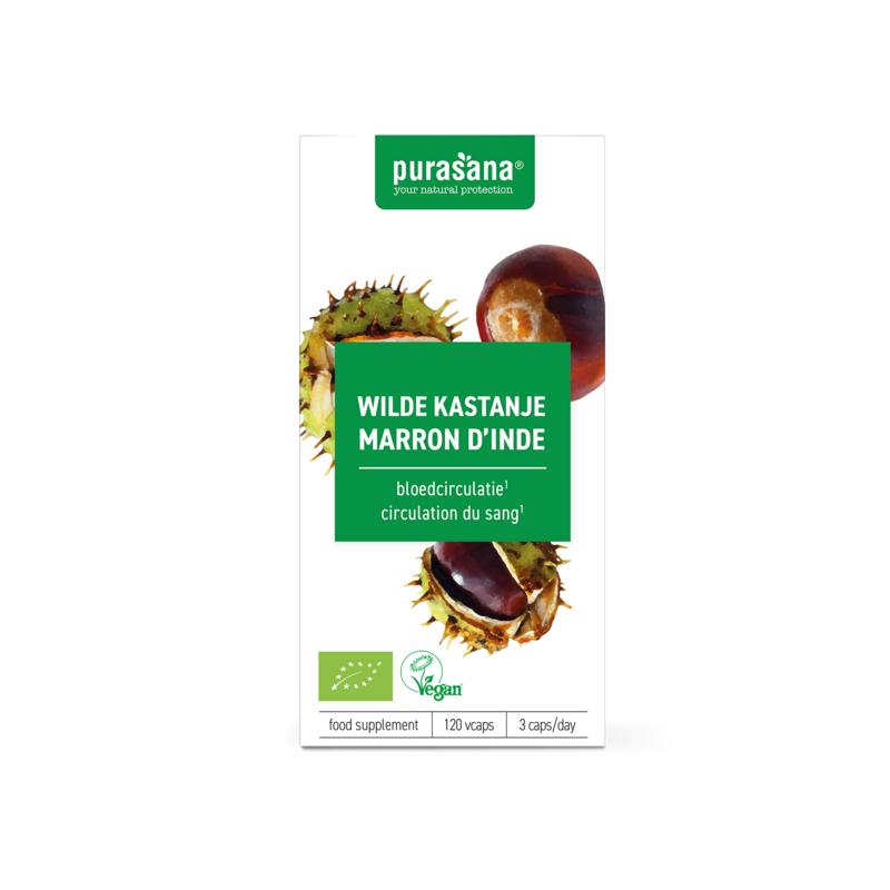 Purasana Wilde kastanje vegan bio 120.00 Vegetarische capsules