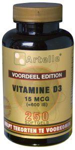 Artelle Vitamine D3 15mcg 250.00 Softgels