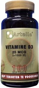 Artelle Vitamine D3 25mcg 100.00 Softgels
