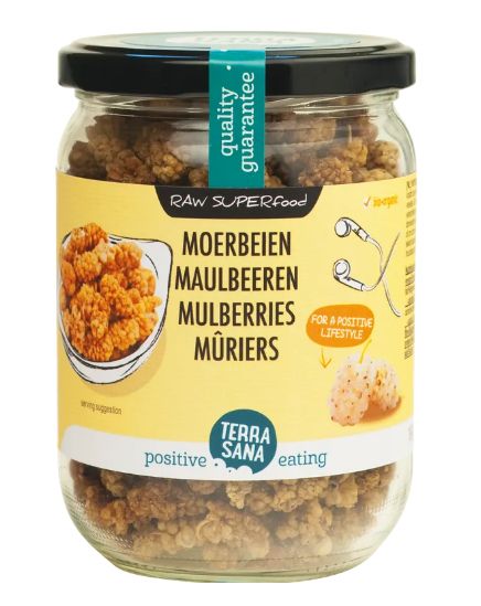 TerraSana Raw moerbei bessen wit in glas bio 190.00 Gram