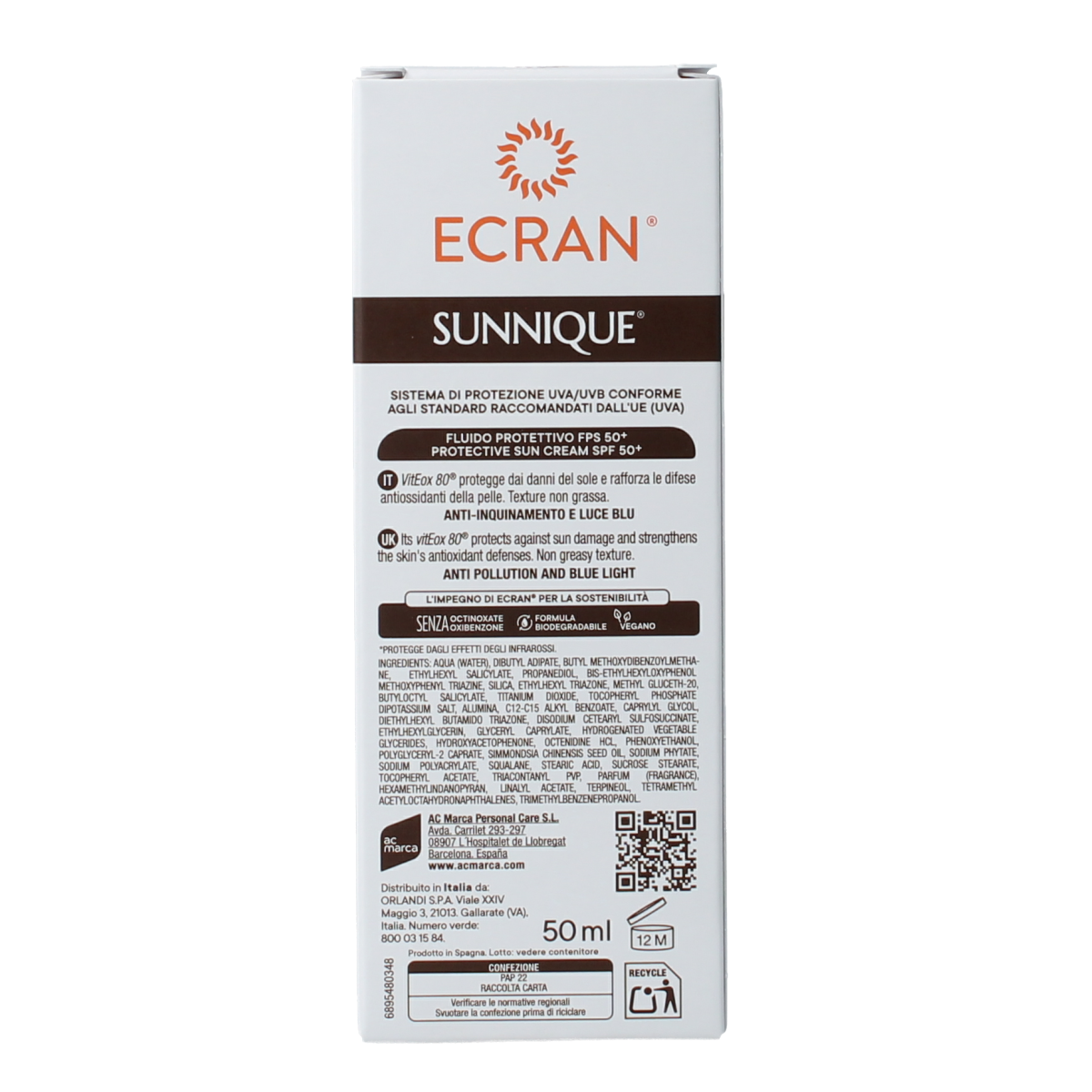 Ecran Sunique facial en decollete SPF50 50.00 Milliliter