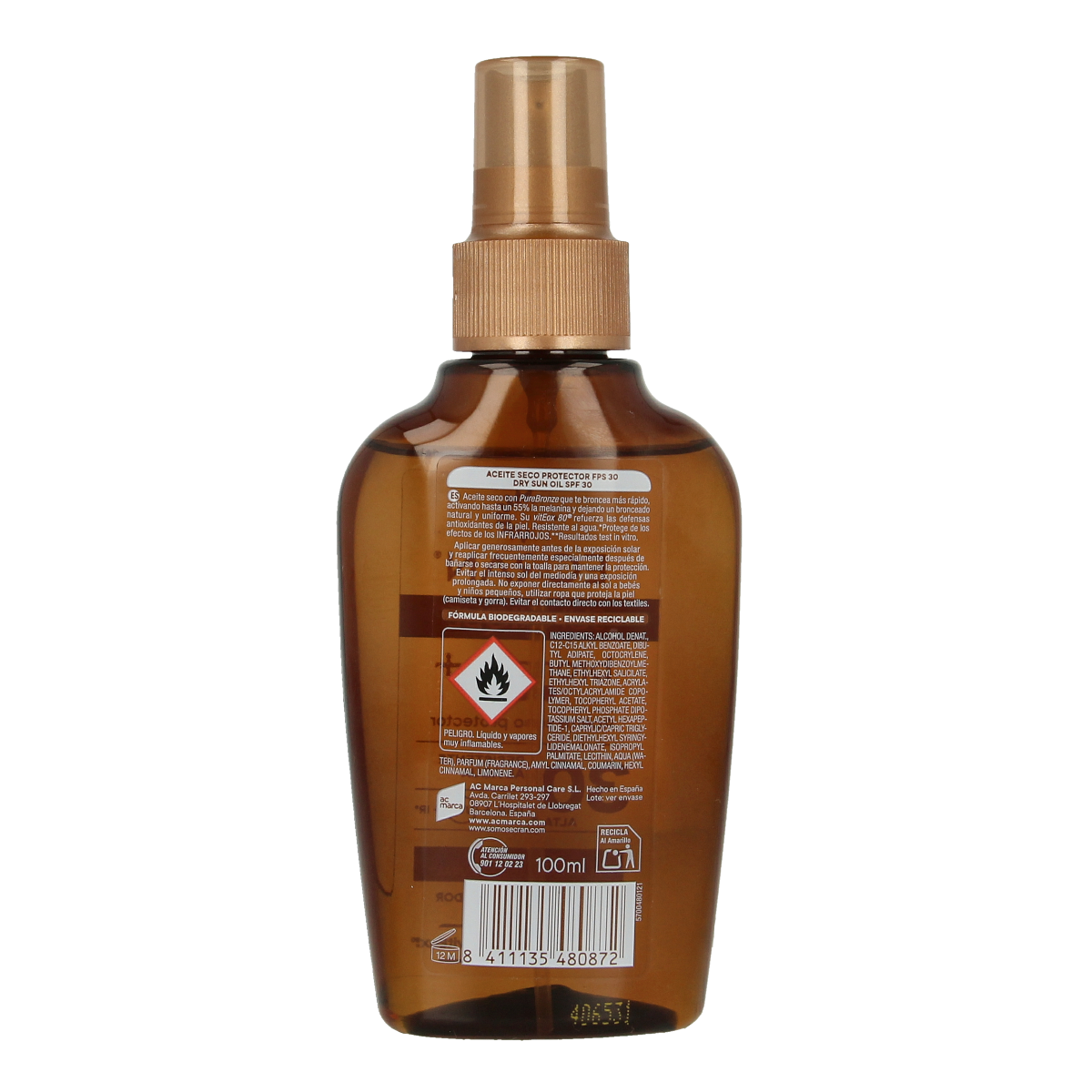 Ecran Sunnique aceite broncea+ SPF30 100.00 Milliliter