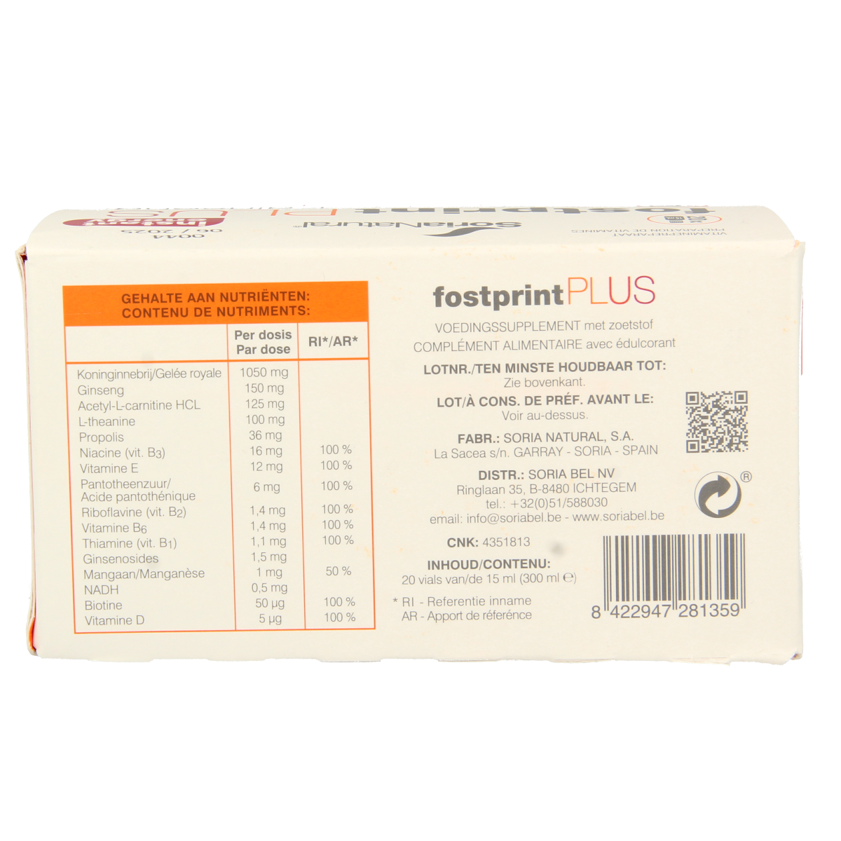 Soria Natural Fost print plus energy 15ml 20.00 Ampullen