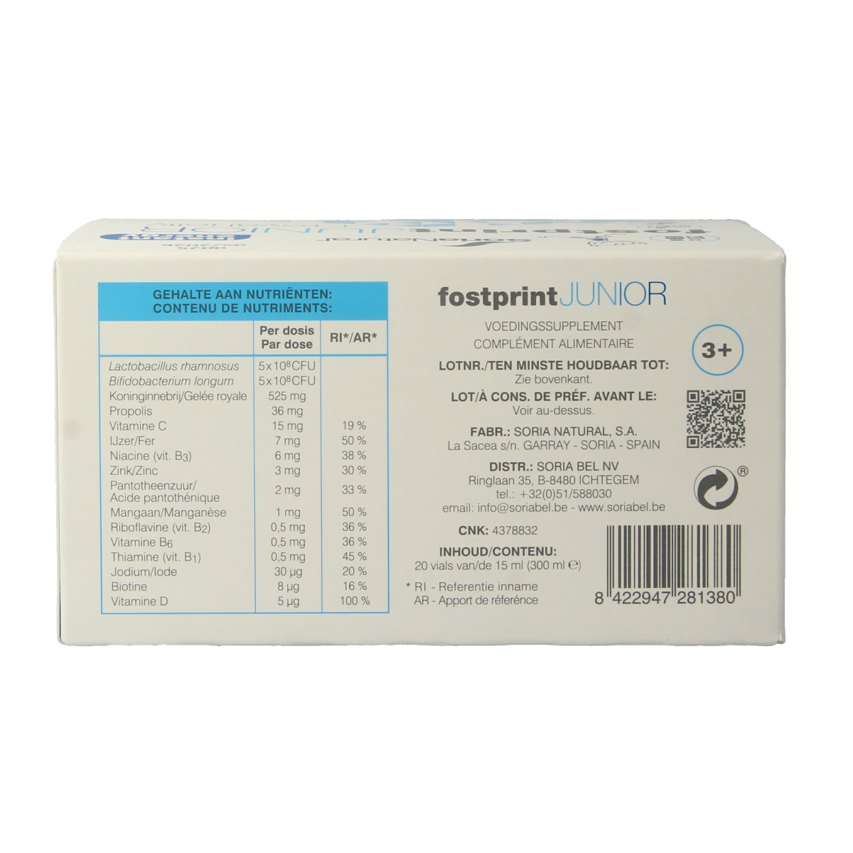 Soria Natural Fost print junior 20 x 15ml 1.00 Stuks
