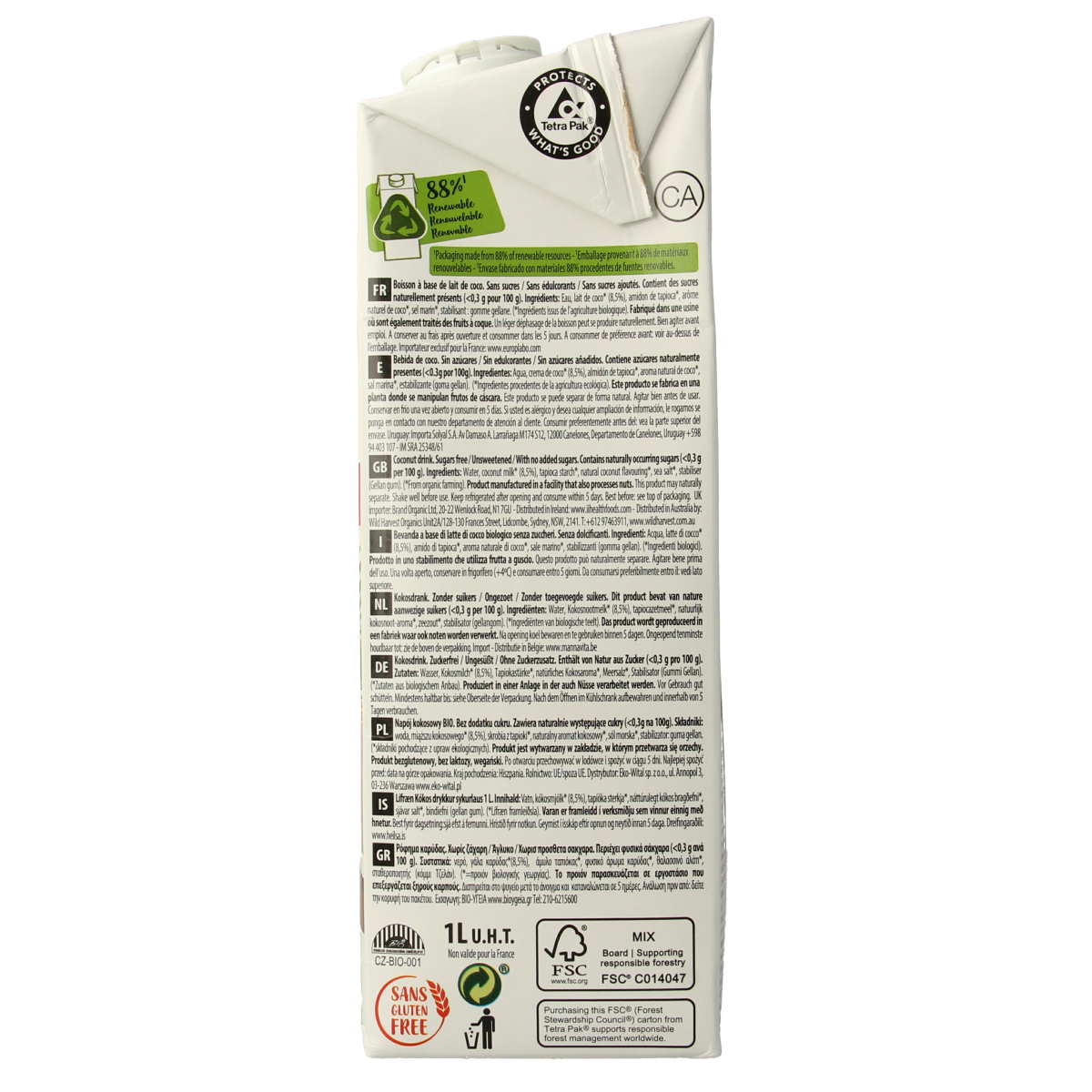 Ecomil Kokosmelk naturel bio 1.00 Liter