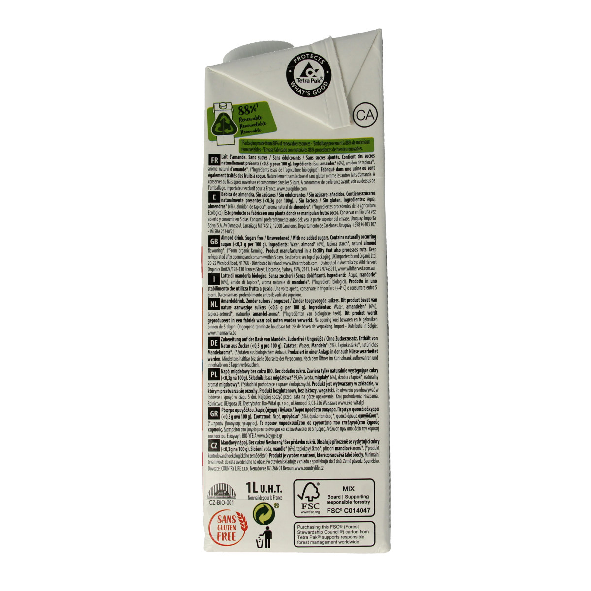 Ecomil Amandeldrank naturel suikervrij bio 1.00 Liter