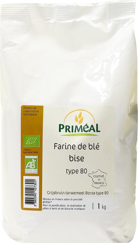 Primeal Grijsbruin tarwemeel borsa 80 bio 1.00 Kilogram