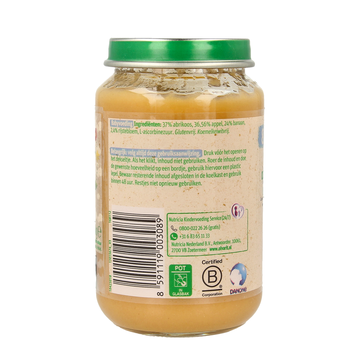 Olvarit Abrikoos appel banaan 8M59 200.00 Gram
