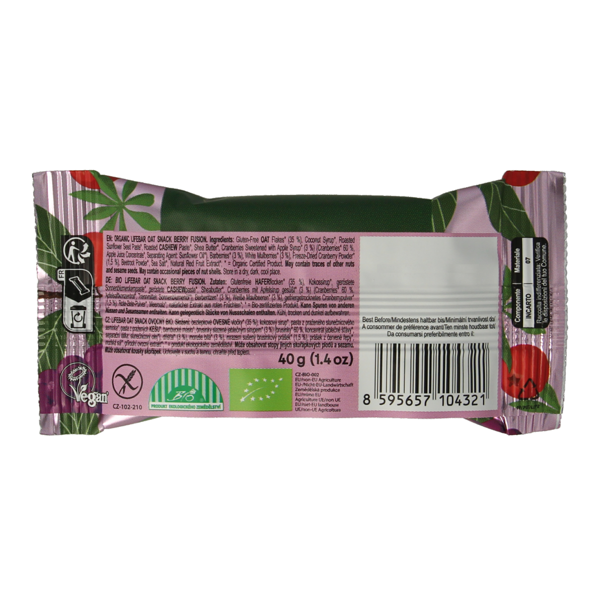 Lifefood Lifebar oatsnack berry fusion bio 40.00 Gram