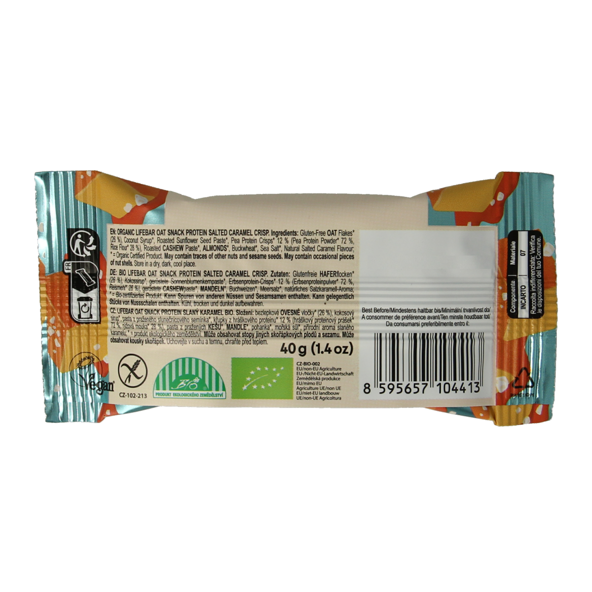 Lifefood Lifebar oatsnack proteine salted caramel crisp bio 40.00 Gram