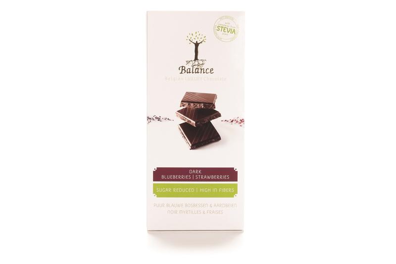 Balance Choco stevia tablet puur bosbes aardbei 85.00 Gram