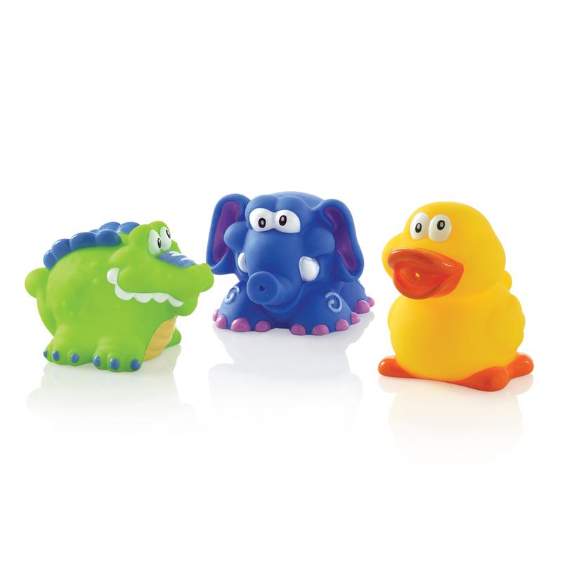 Nuby Spuitende badspeeltjes: krokodil, olifant en eend 1.00 Set