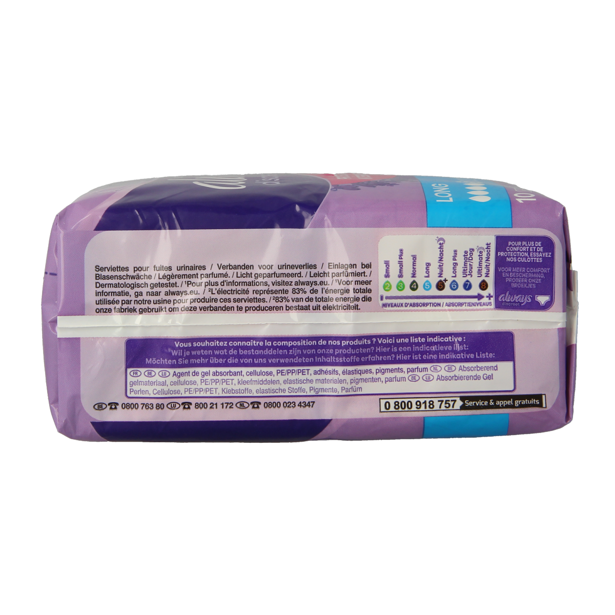Always Discreet verband long 10.00 Stuks