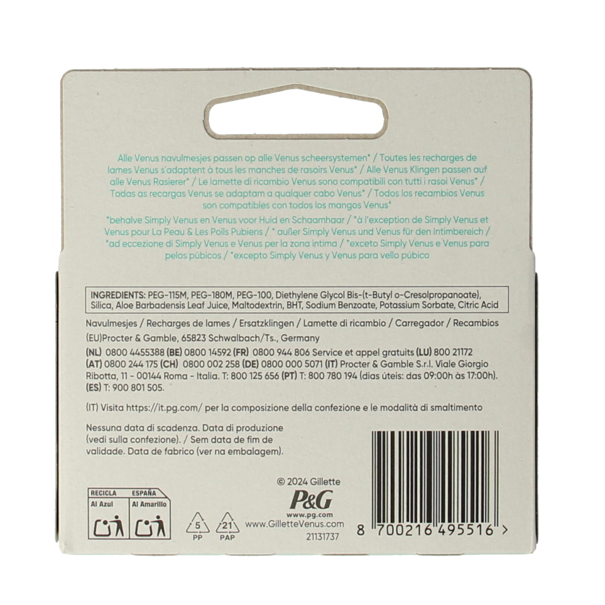 Gillette Venus smooth sensitive blades 4.00 Stuks