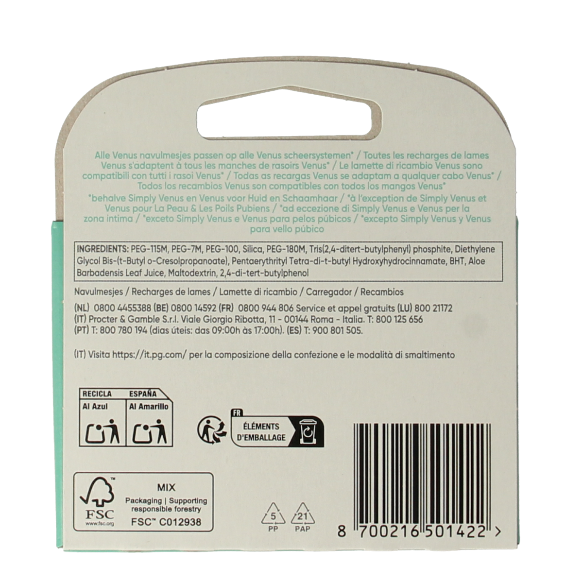 Gillette Venus deluxe smooth sensitive blades 3.00 Stuks