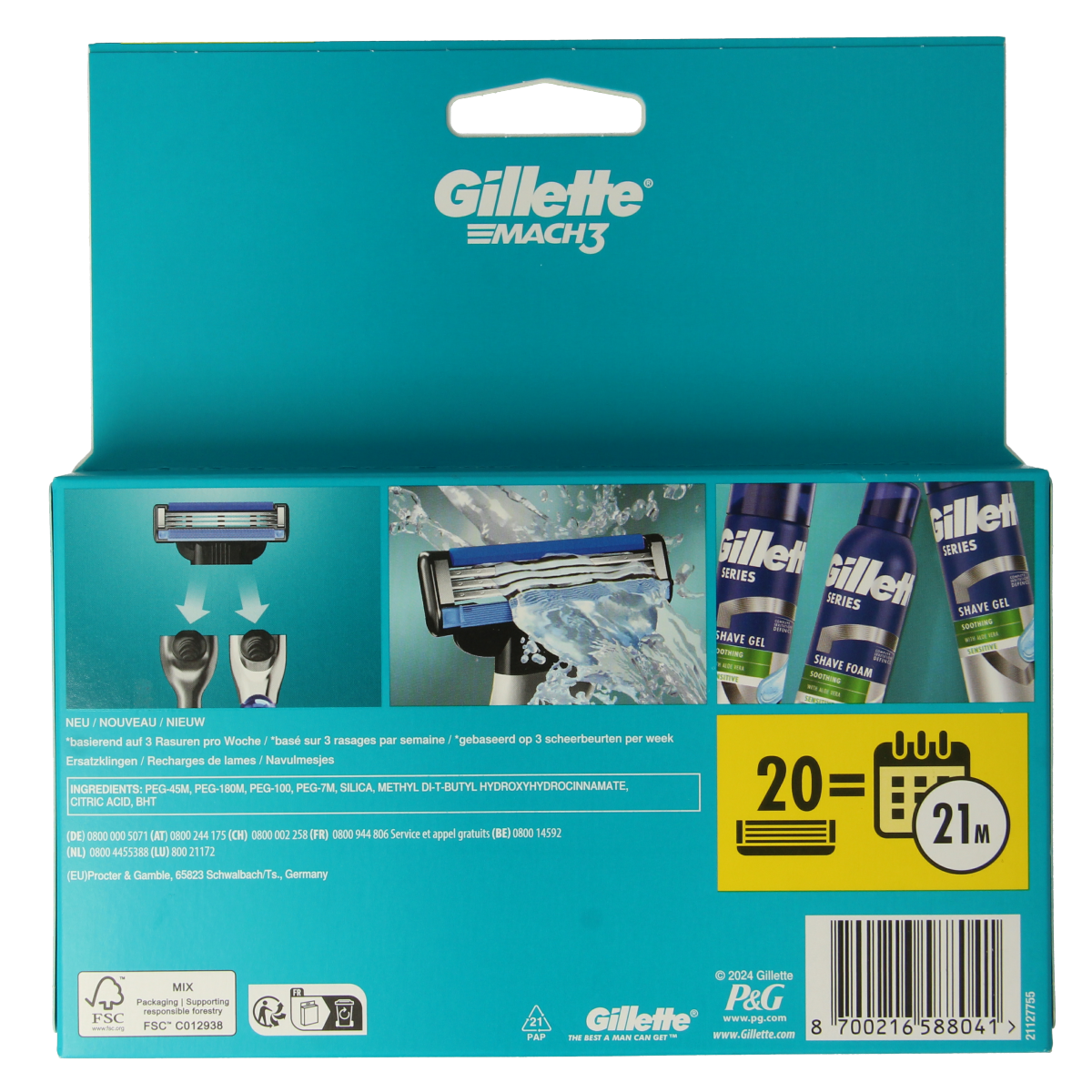 Gillette Mach3 blades 20.00 Stuks