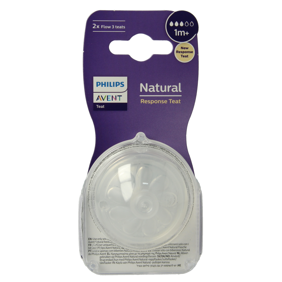 Avent Natural flesspeen 1M+ 2.00 Stuks