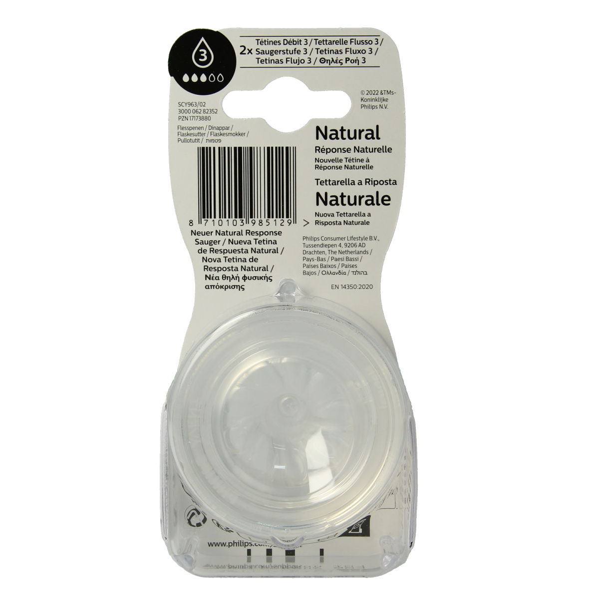 Avent Natural flesspeen 1M+ 2.00 Stuks